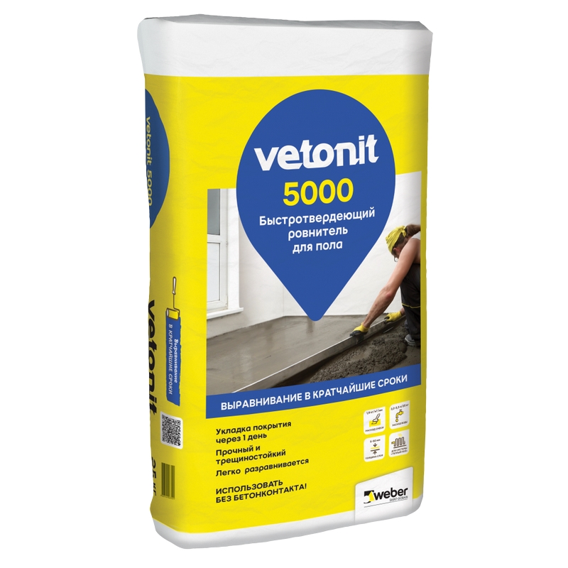 Ровнитель Weber Vetonit (Ветонит) 5000 быстротвердеющий 25 кг