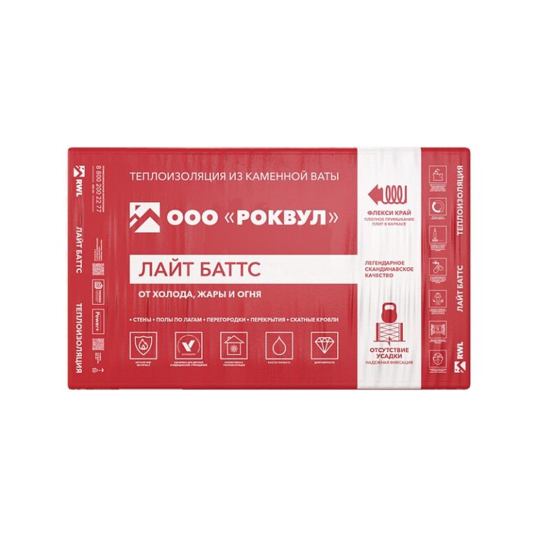 Базальтовая вата Rockwool Лайт Баттс 1000х600х50 мм 10 шт (30 кг/м3; 0
