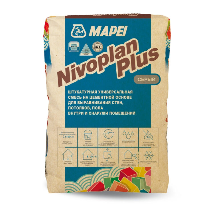 Штукатурная универсальная смесь Mapei (Мапей) NIVOPLAN PLUS 25 кг